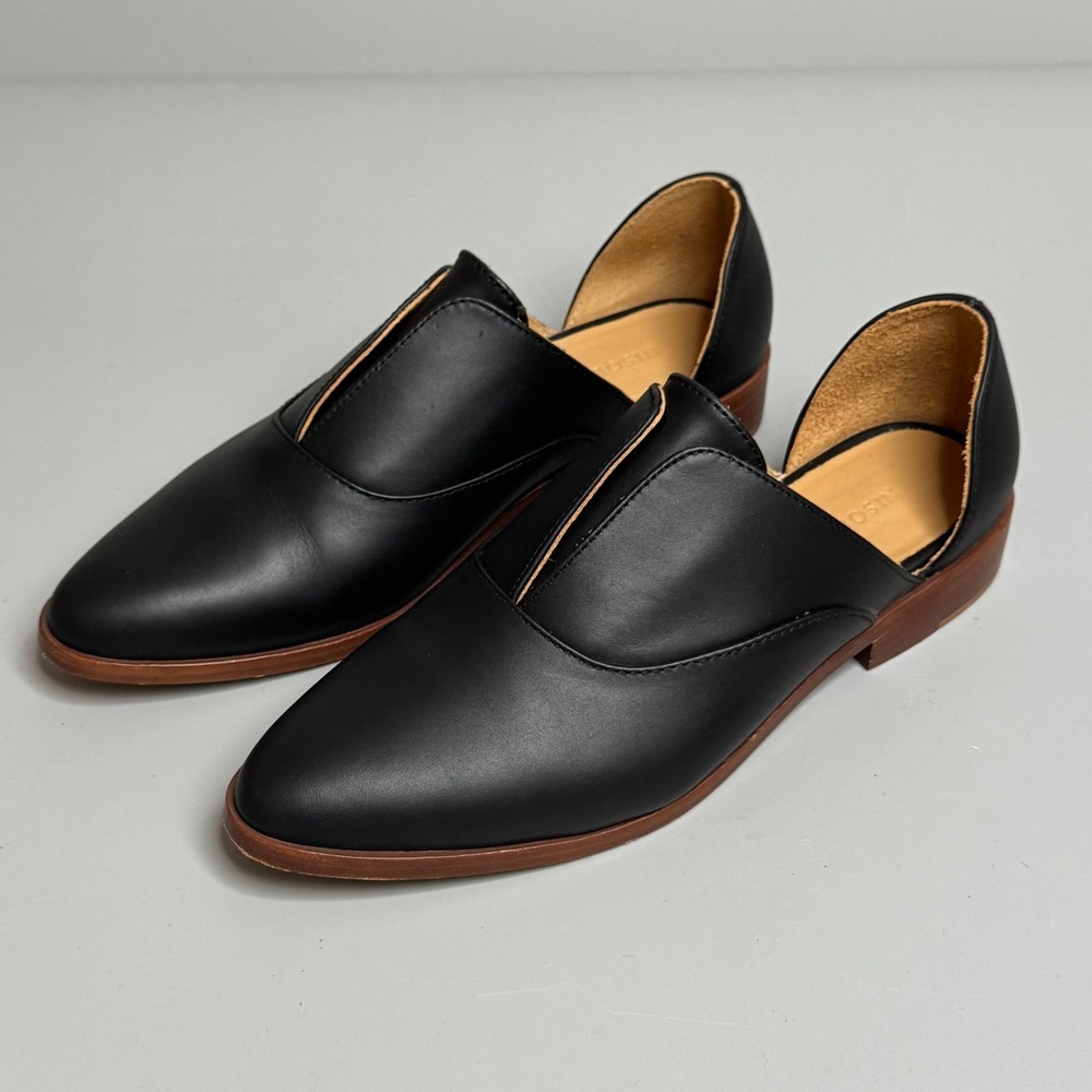 Nisolo Emma dOrsay Oxford Flat Black Leather Pointed Toe Shoes Womens 10 - Picture 2 of 8